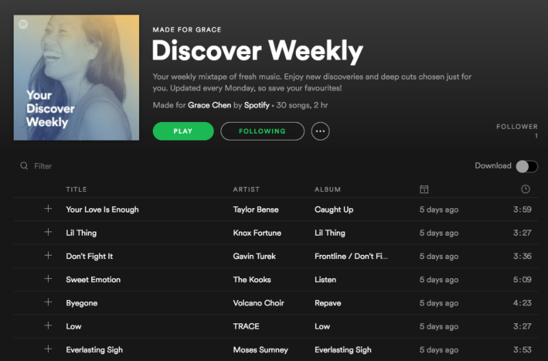 spotify discovery weekly playlist