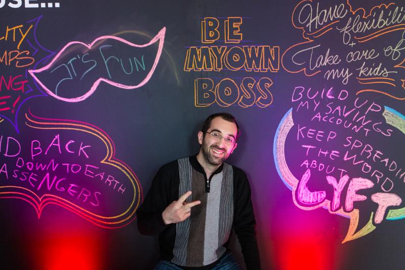 lyft pop-up event with graffiti wall