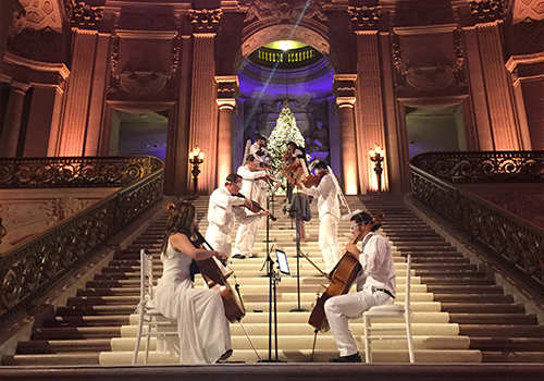 orchestra playing at city hall