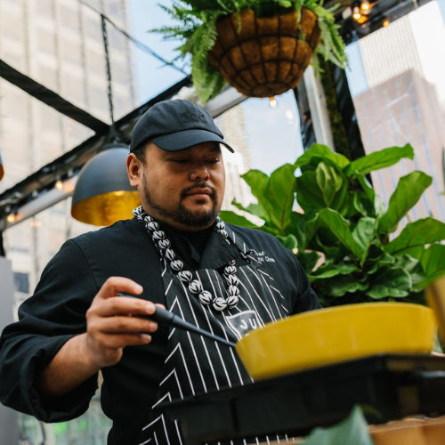 man cooking just egg at experiential marketing engagement